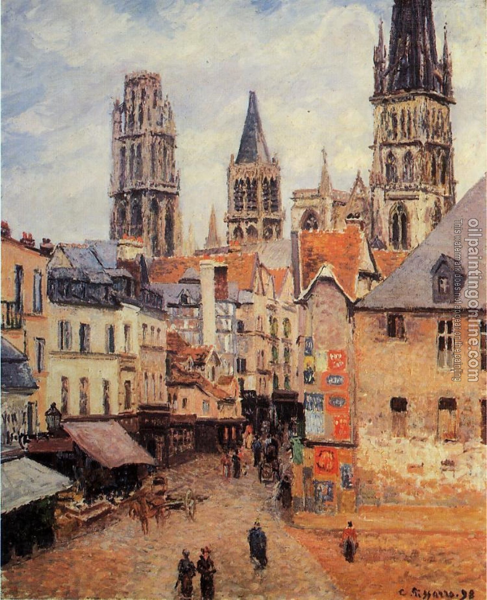 Pissarro, Camille - Rue de l'Eppicerie, Rouen - Morning, Grey Weather